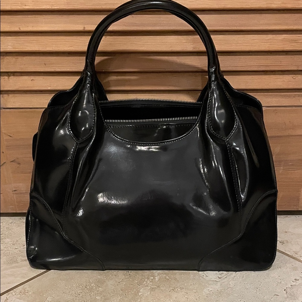 Sleek Black Leather Satchel
